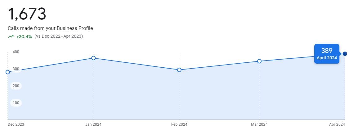 389 Google Business Profile calls