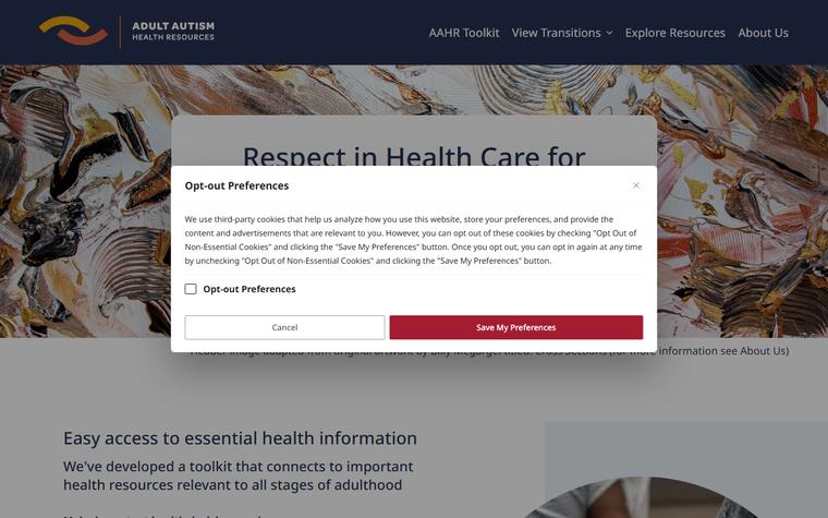 Adult Autism Health Resources homepage